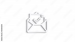 3D Line Icon Check mark Animation on white background. 4k