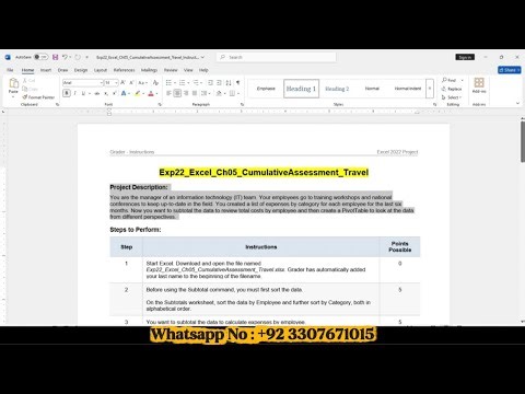 Exp22 Excel Chapter 5 Cumulative Assessment | Travel Project | Excel 365/2021 Tutorial