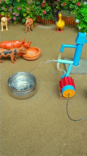 Mini hand pump project water with supply motor drinks rhino duck for farm #waterpump #shorts #750