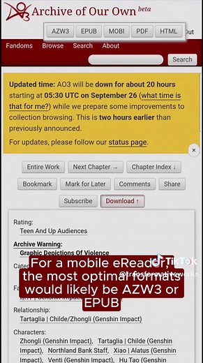 Fic Download Tutorial for Archive of Our Own Users
