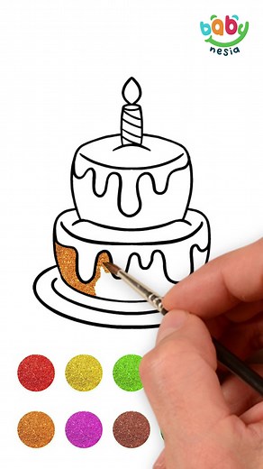 Coloring Page: Birthday Cake for Kids