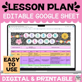 Editable Lesson Plan Template | Google Sheet