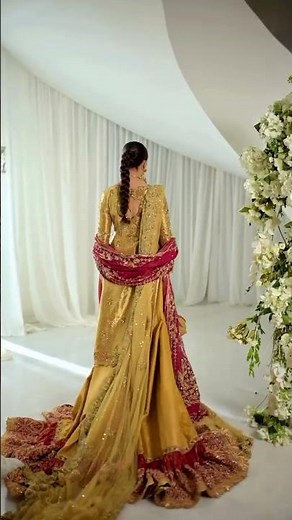 Pakistani Bridal sharara/ Pakistani bridal Lehenga / Yellow Haldi Dress / Pink Yellow Trail/ Garara