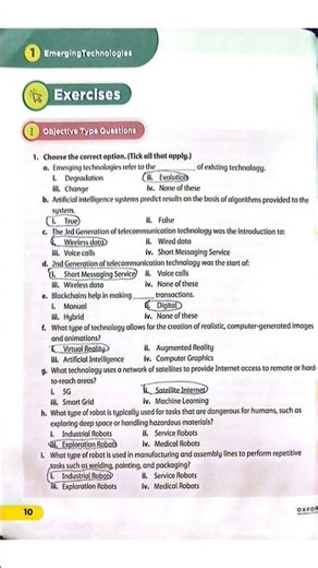 Class 8 Ch:01"Emerging Technologies" Choose the correct answer Pg No10#Keyboard 4th edition oup