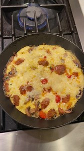 Frittata? Omelet? LEFTOVERS!! Hot Italian sausage, sautéed mushrooms, tomatoes & onion, fresh basil, crushed red pepper, mozzarella and Parmesan Reggiano. AWESOME! | Paul Stanley