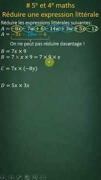 Réduire une expression littérale #maths #calcul littéral #education #college