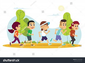 Children Run Cute Boys Girls Jogging Stock Vector (Royalty Free) 1864286398 | Shutterstock