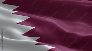 Qatar National Flag. National 3d Qatar flag waving. Flag of Qatar footage video waving in wind Stock Video