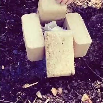 Wood Bricks in a Fire Pit Burning Tutorial