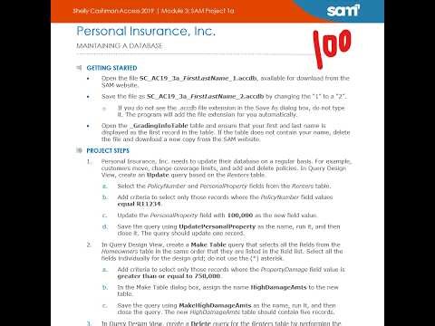 Shelly Cashman Access 2019 | Module 3: SAM Project 1a