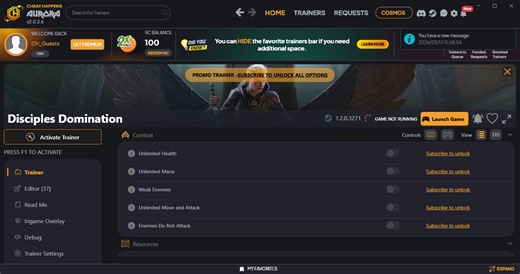 Disciples: Domination Trainer  44 v1.2.0.3271 (Cheat Happens)