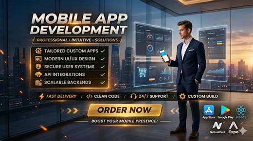 Mohsumzadah: I will do mobile app development for ios and android using react native expo for $100 on fiverr.com