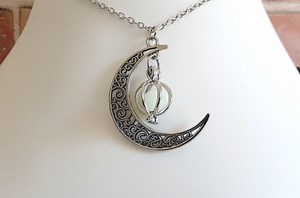 Cresent Moon Necklace W/ Glow-in-the-dark Ball - Etsy
