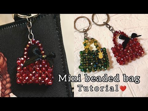 Mini beaded bag tutorial | Crystal beaded bag key chain #beadedbags #keychain #diy