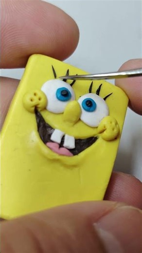 Easy DIY Popsiclebob keychain #clay #diy #diykeychain #spongebob