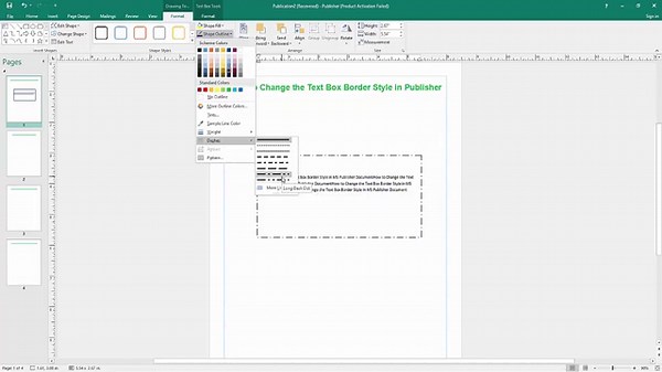 How to Change the Text Box Border Style in MS Publisher Document