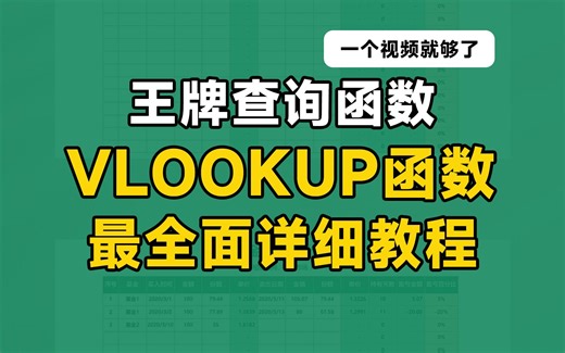 掌握Vlookup王牌函数，这个视频就够了，最全面详细教程，零基础轻松上手，查找函数之王