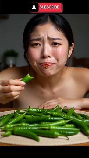 Woman Eating Green Chilies – Spicy Reaction #food