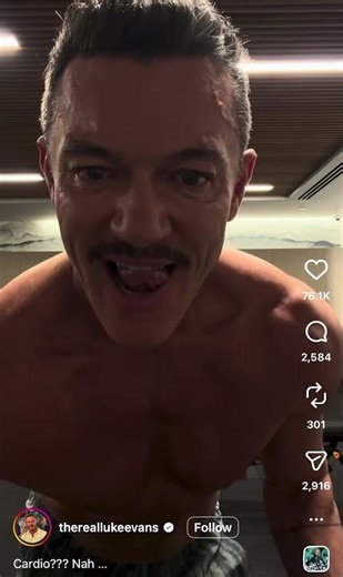 Luke Evans flexing his way to hump day 😉