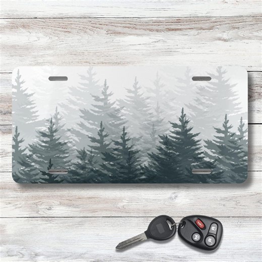 Pine Trees Car Tag: Forest License Plate, Nature Decor - Etsy
