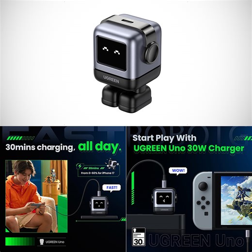 UGREEN Nexode Uno 30W USB-C Compact Robot GaN Fast Charger is Designed to Charge Up Your Day