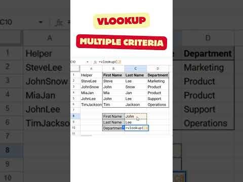 Vlookup Multiple Criteria #spreadsheets #googlesheets #vlookup