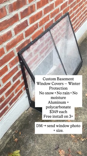 Custom Basement Window Covers — Winter Protection No snow • No rain • No moisture Aluminum polycarbonate# Free install on 3 DM → send window photo size.#handyhomemaster #beforeandafter #gardencare #window #basements | HandyHome Master