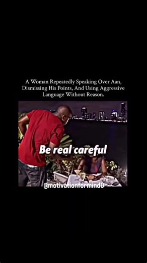 Motivationformind0 on Instagram: "Follow. This clip shows a woman repeatedly speaking over a man, dismissing his points, and using aggressive language without reason. Her tone turns a simple conversation into humiliation, making respect disappear instantly. Moments like this highlight how quickly dialogue breaks down when one person chooses contempt instead of listening or decency. The man eventually responds firmly, drawing a clear boundary after enduring repeated disrespect. His reaction reson
