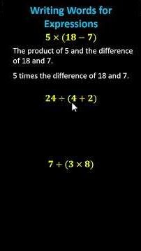 Writing Words for Math Expressions | 5th Grade Math (5.OA.A.2)