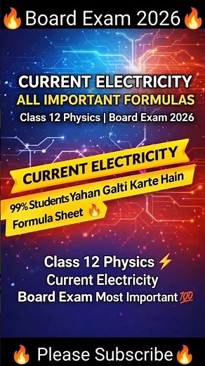 Class 12 Current Electricity 🔥| All Formulas Series | Physics Chapter 3 #shorts #yt