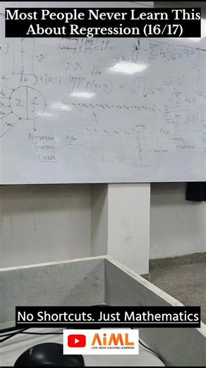 Axis India Machine Learning on Instagram: "Regression Is Not a Formula. It’s a Derivation. Most Machine Learning content today focuses on usage, which library to import, which function to call, which parameter to tune. Very little time is spent on origins. In this lecture, I go back to first principles and build Linear Regression and Binary Logistic Regression from scratch, starting with Maximum Likelihood Estimation. No shortcuts. No memorized loss functions. No “just trust the intuition”. You’