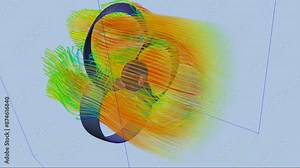 CFD simulation Computational fluid dynamics - Fan blades airflow simulation Stock Video