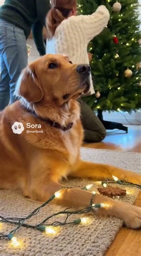 Dog helps set up Christmas tree #funny #dogshorts#viral #animals