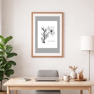 Minimalist Flower Line Art Print | Black and White Floral (digital Download) - Etsy