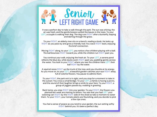 Senior Left Right Game, Elderly Game, Activity for Seniors, Elderly Activity, Gift Passing Game, Pass the Prize Game, Left Right Story - Etsy