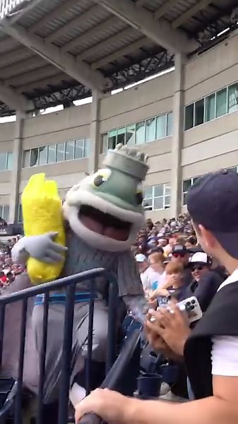 Mascot takes a tumble #mascot #popcorn #yankees #baseball #mlb #springtraining #fail #funny #fall | Jomboy Media