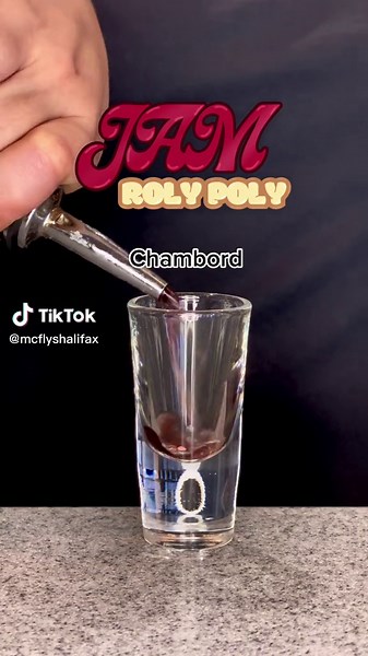 Delicious Jam Roly Poly Shot Recipe with Chambord and Advocaat