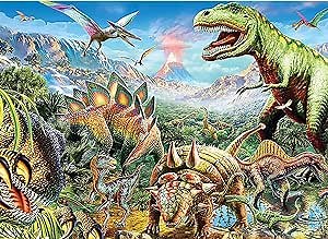 Ceaco - Dino Glow - Glow in The Dark - Dino Party - 100 Piece Jigsaw Puzzle