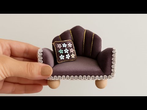 How to Make a Tiny Purple Velvet Sofa | Miniature Dollhouse Furniture Tutorial
