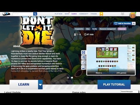 Boardgame Arena Tutorial - Don't Let It Die