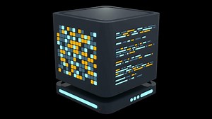 3D server animation. Computer server 3d render. Cloud computing. Transparent background with alpha channel