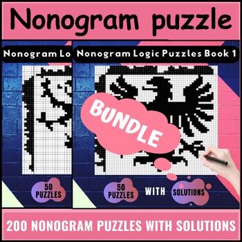 Nonogram Puzzles With Solutions BUNDLE | Reveal the Picture | Logic Puzzle Sheet