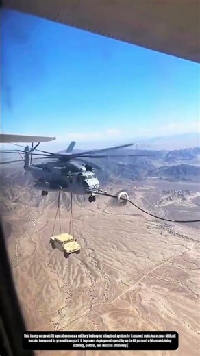 Heavy cargo airlift operation using military helicopter sling load system