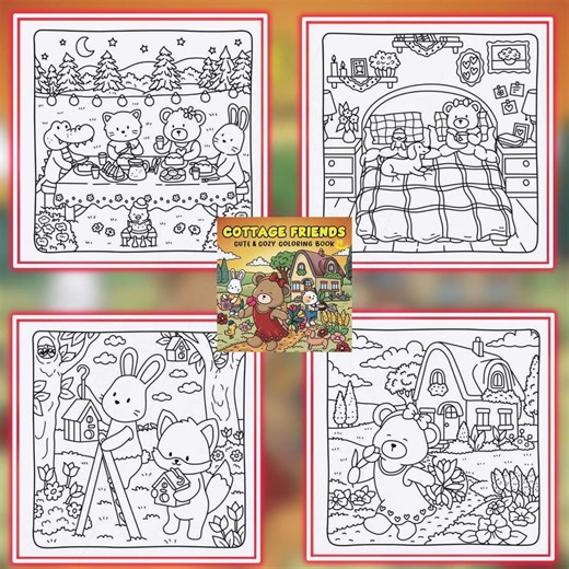 Cozy Friends Coloring Book PDF – 40 Printable Pages for Kids & Adults, Instant Digital Download, Bold and Easy Coloring Book - Etsy New Zealand