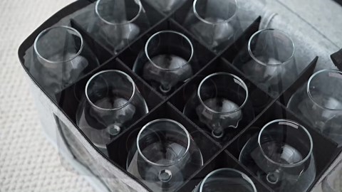 2 Pack Wine Glass Storage Box with Dividers, Stemware Storage Containers for Packing and Moving, China Storage Containers Box for 12 Crystal Glassware, Wine Glasses, Drinkware,Dark Gray