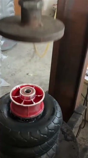 This is one way to install a rim on an Argo tire using factory tools.