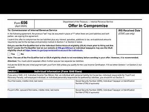 IRS Form 656 walkthrough (Offer In Compromise)
