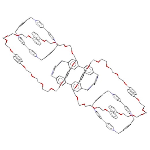 Originally published in JACS in 1998 by Fraser Stoddart and co-workers, a five component interlocking catenane structure, olympiadane (🔎http://dx.doi.org/10.1021/ja9720873). 🔗CSD Entry SOHNEI: https://www.ccdc.cam.ac.uk/structures/search?pid=csd:SOHNEI. #Paris2024 #Crystallography #FeaturedStructureFriday | Cambridge Crystallographic Data Centre (CCDC)
