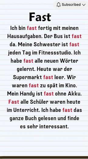 Deutsch lernen mit Fast | Deutsche Beispielsätze für Anfänger