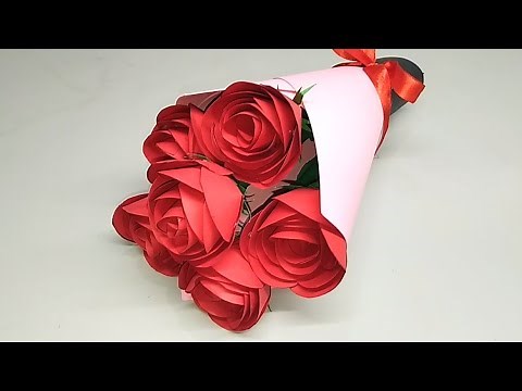 How To Make Paper Rose Flower Bouquet | Paper Craft | Paper ka Guldasta Banane ka Tarika.